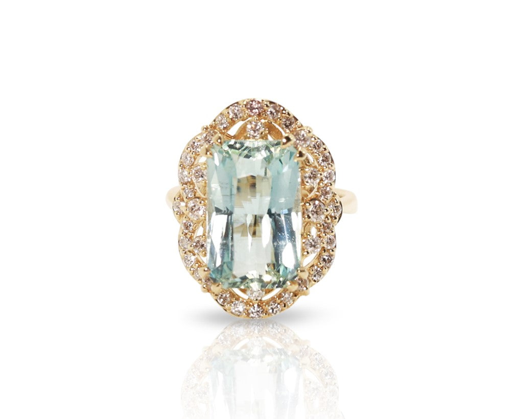 14K Yellow Gold Indian Aquamarine Ring