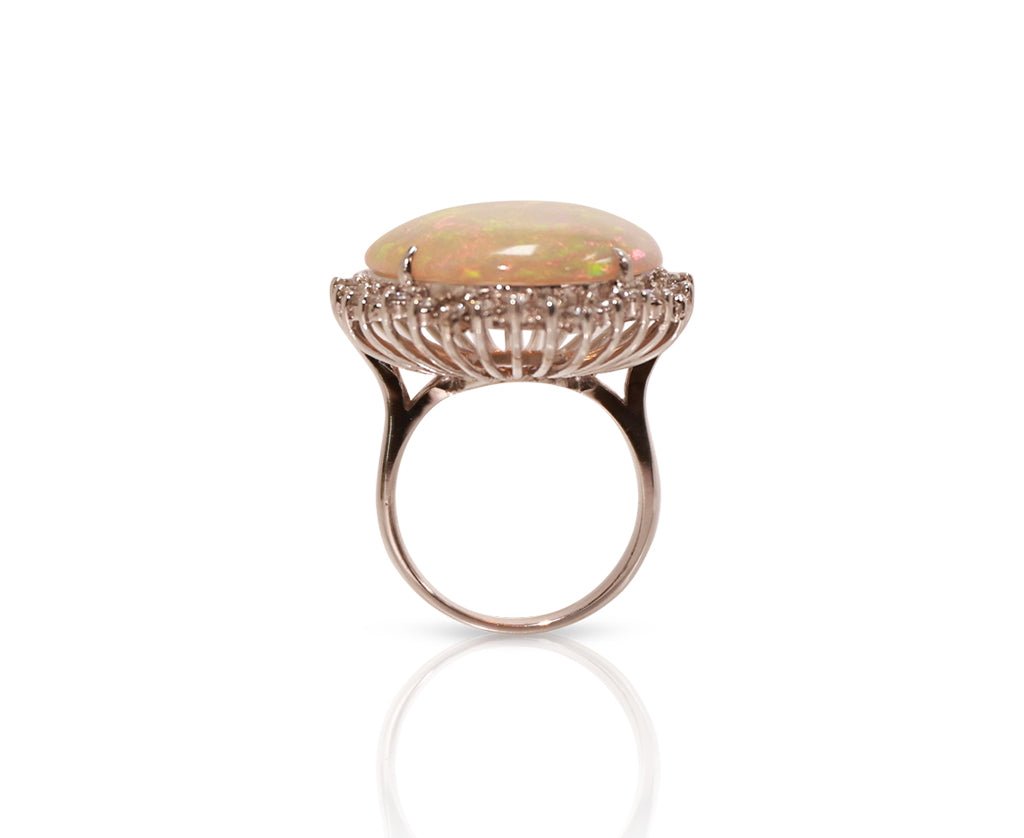 14K White Gold Opal Ring