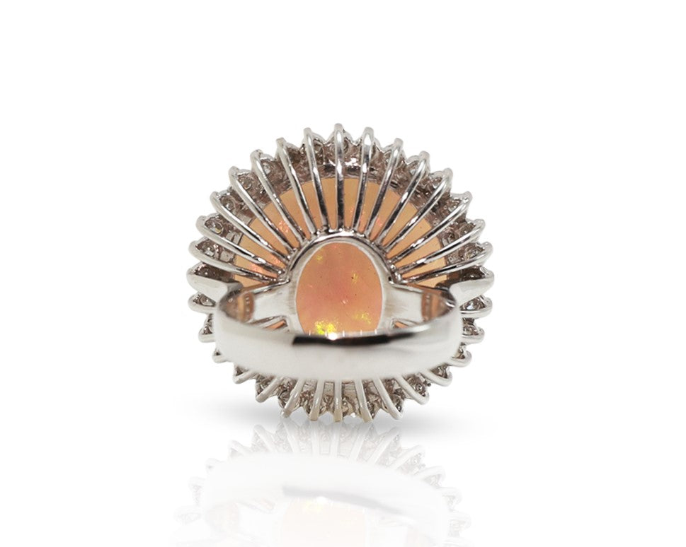 14K White Gold Opal Ring