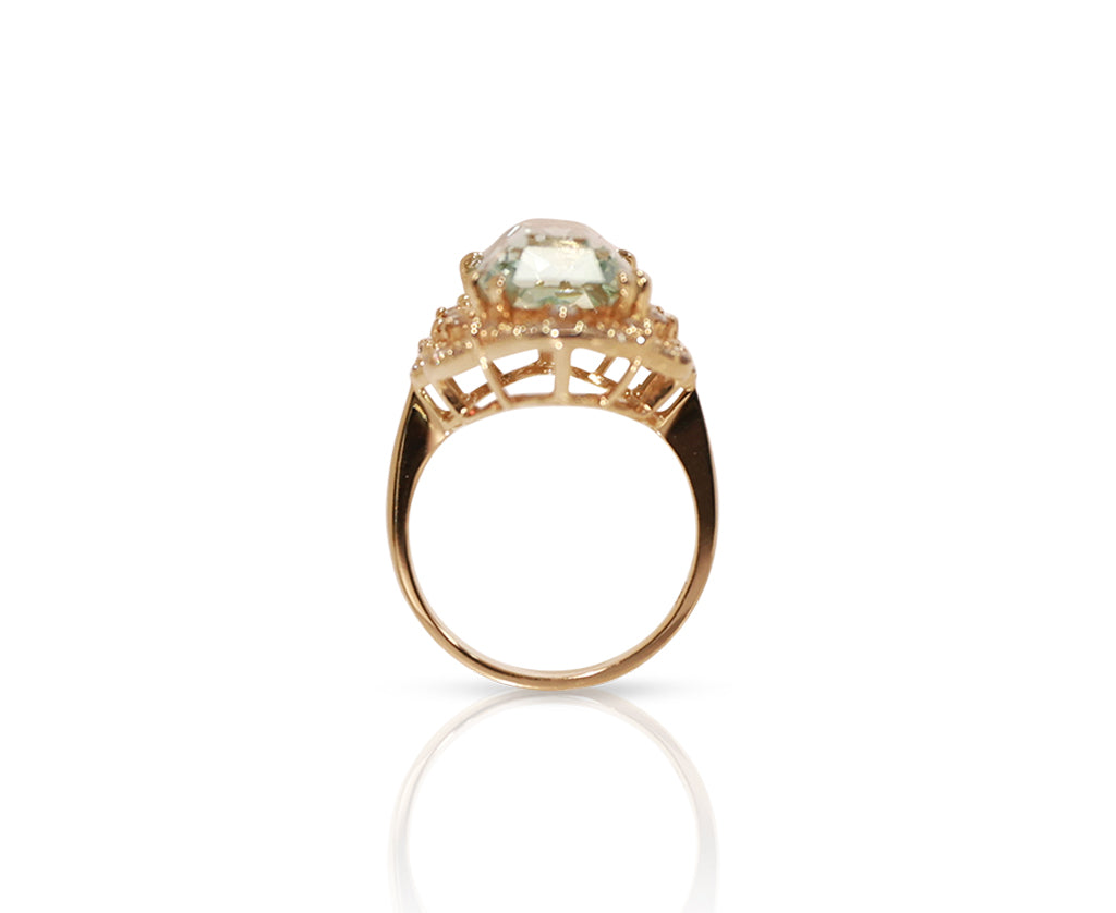 14K Yellow Gold Indian Aquamarine Ring
